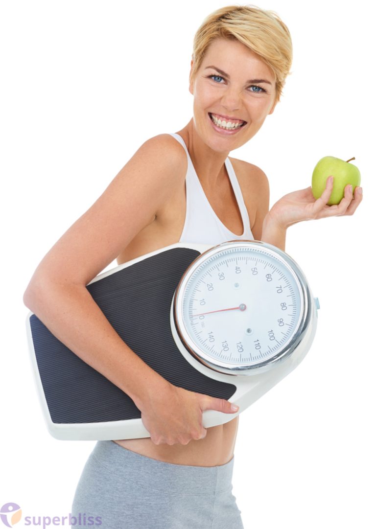 Slim Young Woman Holding Apple